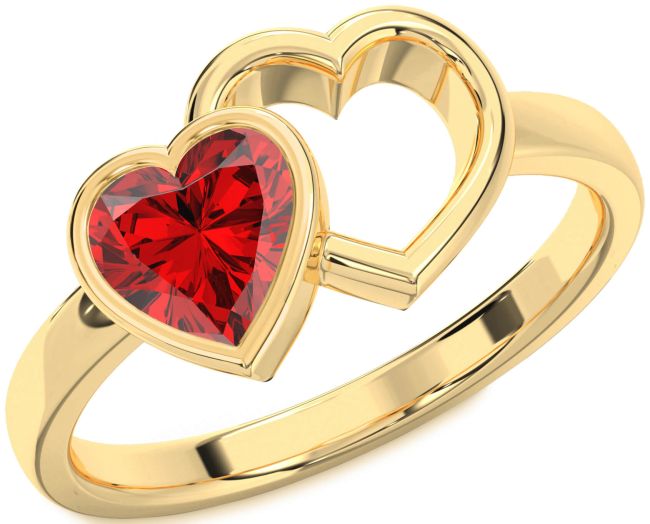 Ruby Gold Heart Promise Ring