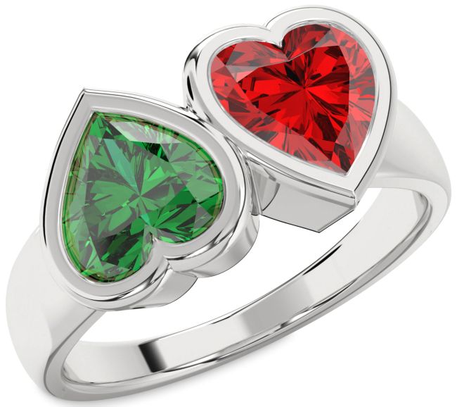 Silver Two Heart Promise Ring