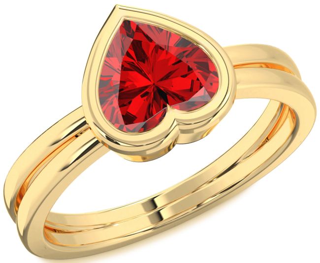 Ruby Gold Heart Solitaire Engagement Ring