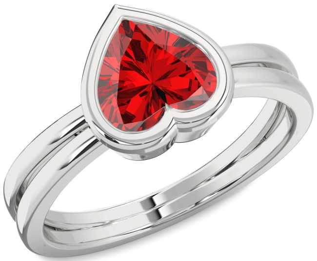 Ruby Platinum Heart Solitaire Engagement Ring