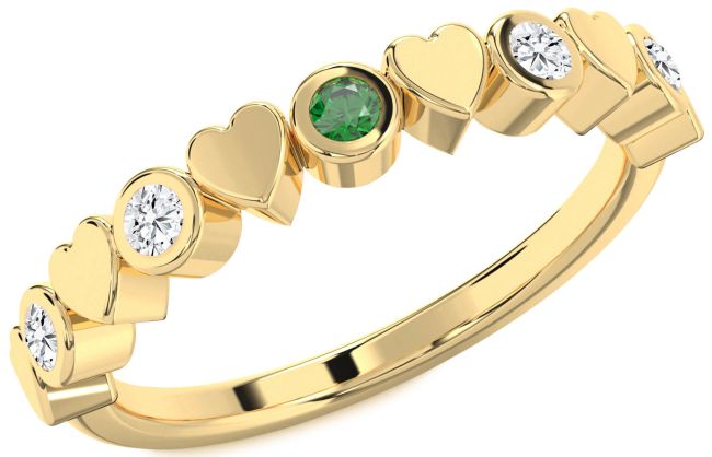 Diamond Emerald Gold Heart Promise Ring