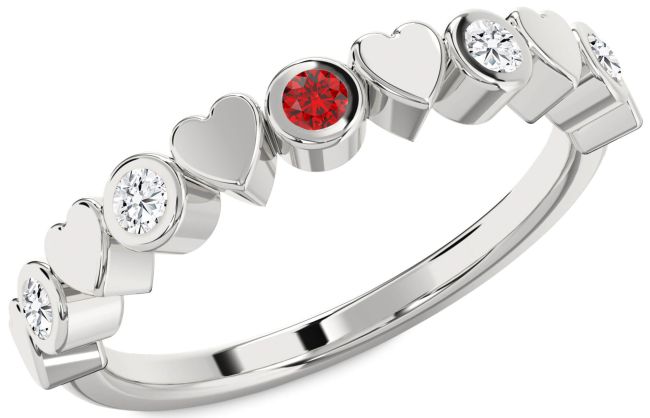 Diamond Ruby White Gold Heart Promise Ring