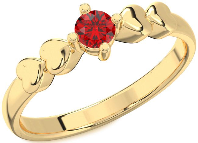 Ruby Gold Heart Promise Ring