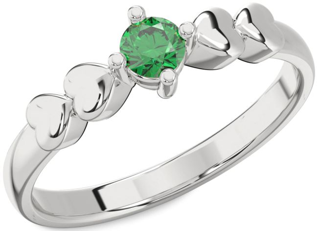Emerald Platinum Heart Promise Ring