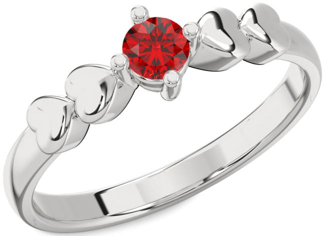 Ruby Platinum Heart Promise Ring