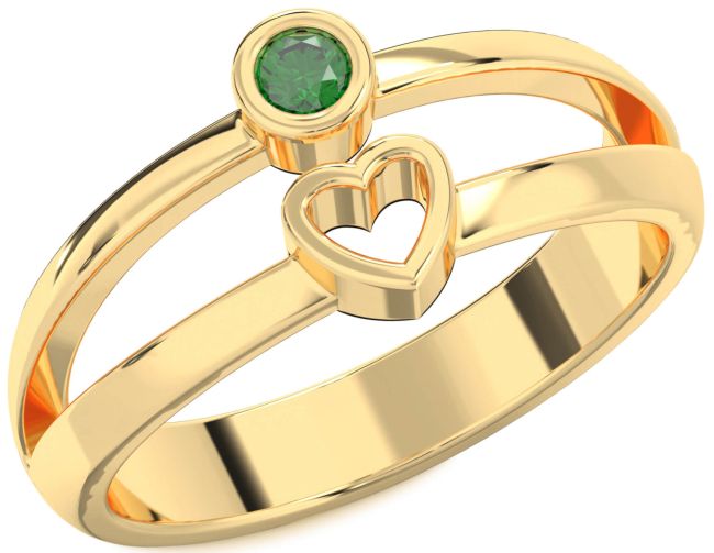 Emerald Gold Heart Promise Ring