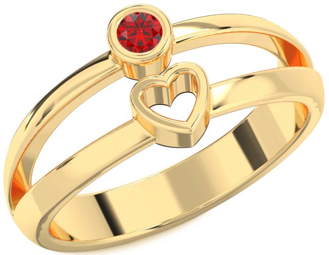 Ruby Gold Heart Promise Ring