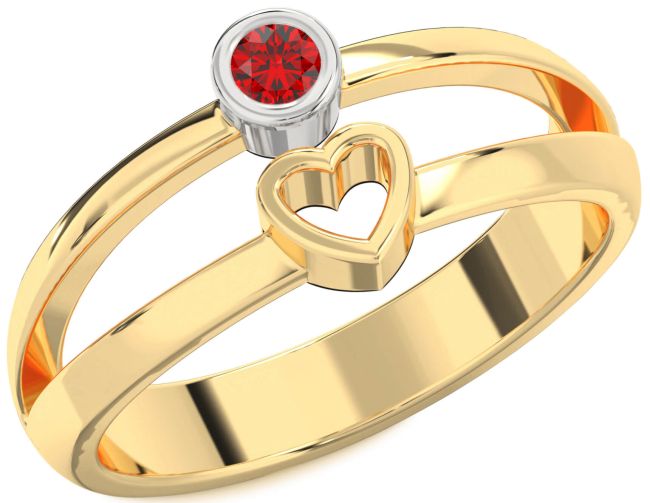 Ruby Gold Silver Heart Promise Ring