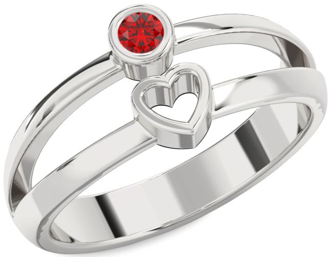 Ruby Platinum Heart Promise Ring