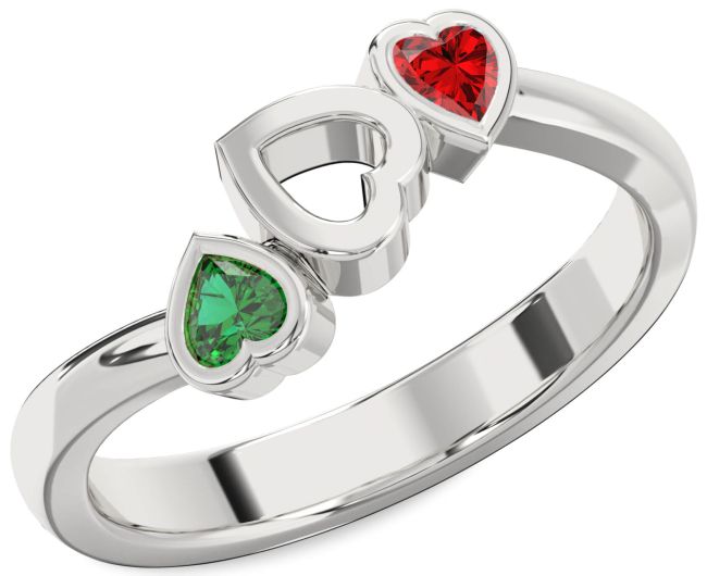 Silver Two Heart Promise Ring
