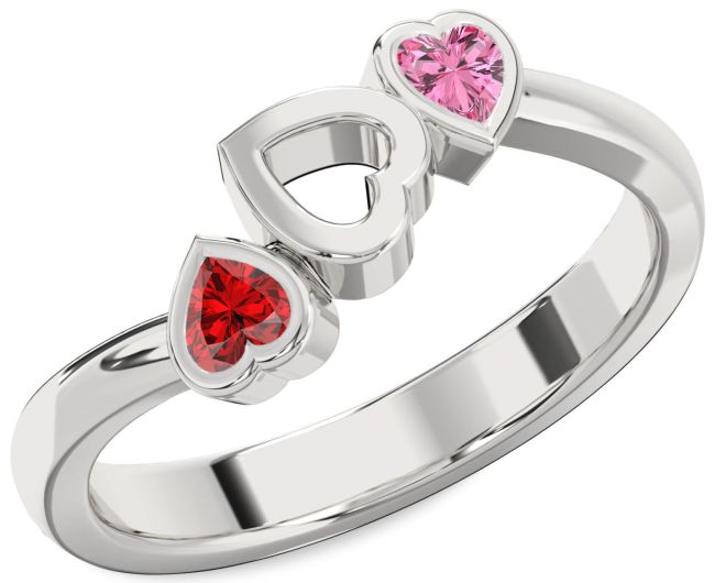 Silver Two Heart Promise Ring