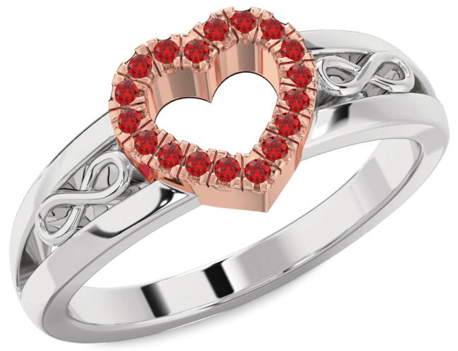 Ruby Platinum & Rose Gold Heart Infinity Ring