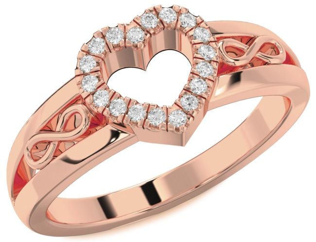 Diamond Rose Gold Heart Infinity Ring