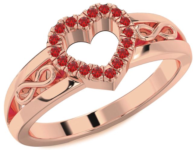 Ruby Rose Gold Heart Infinity Ring