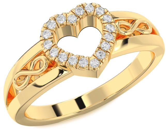Diamond Gold Silver Heart Infinity Ring