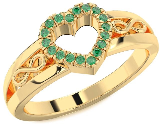 Emerald Gold Heart Infinity Ring