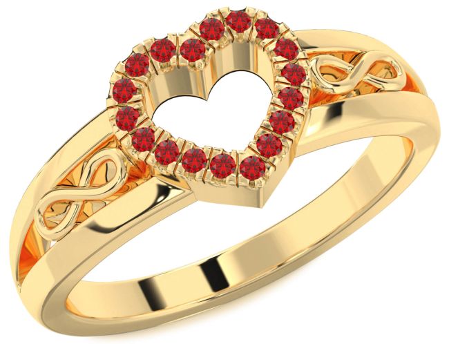 Ruby Gold Silver Heart Infinity Ring