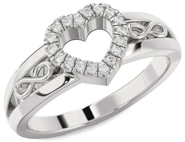 Diamond Silver Heart Infinity Ring