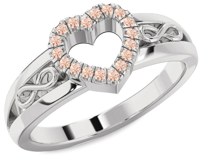 Morganite Silver Heart Infinity Ring