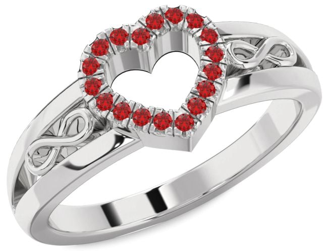 Ruby Platinum Heart Infinity Ring