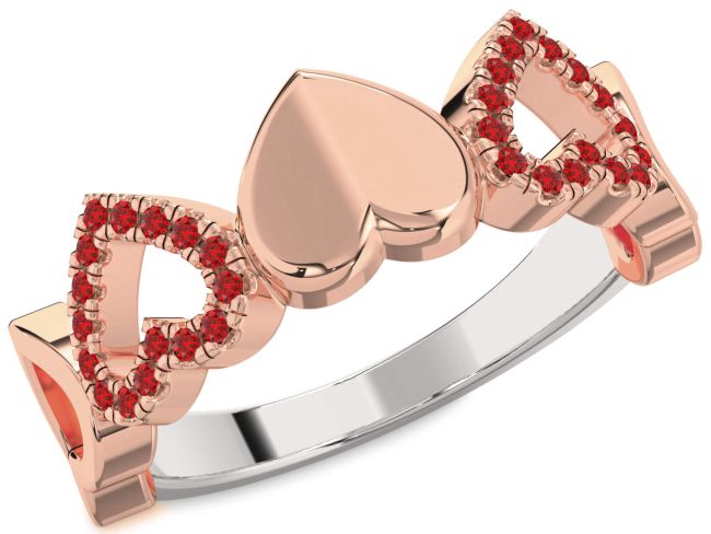 Ruby Platinum & Rose Gold Heart Ring