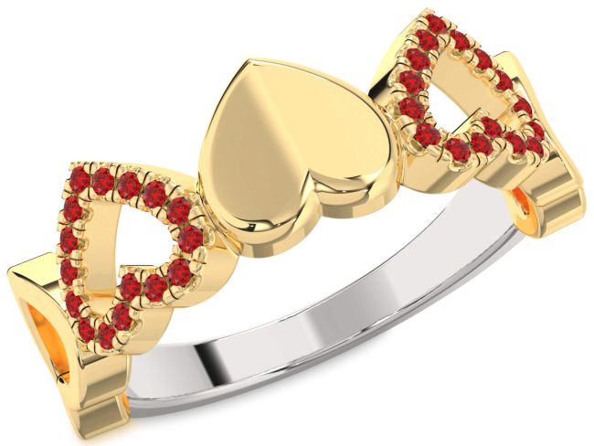 Ruby Platinum & Yellow Gold Heart Ring