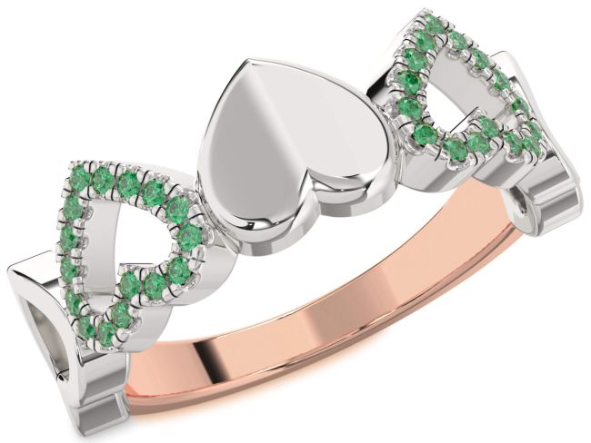 Emerald Platinum & Rose Gold Heart Ring