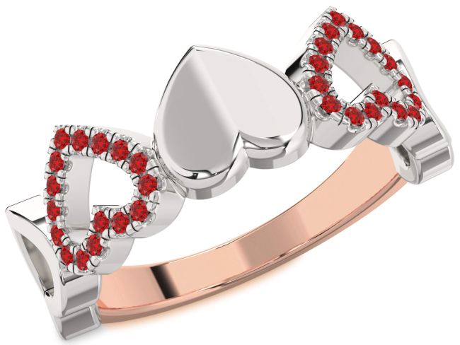 Ruby Rose Gold Silver Heart Ring