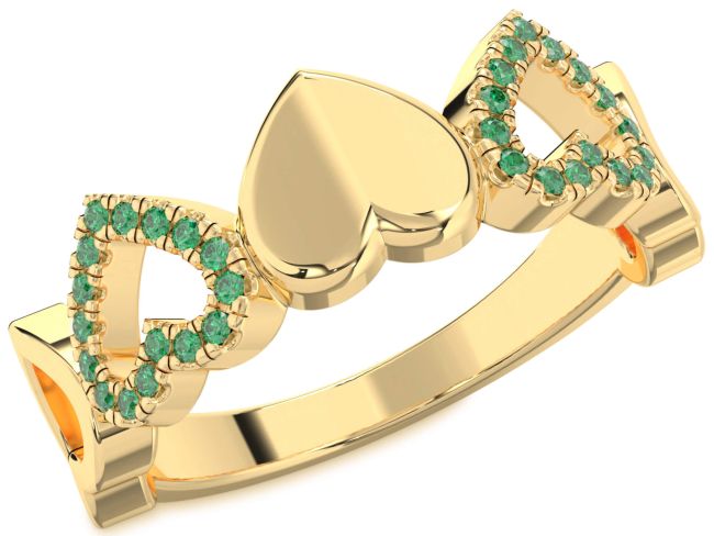 Emerald Gold Heart Ring