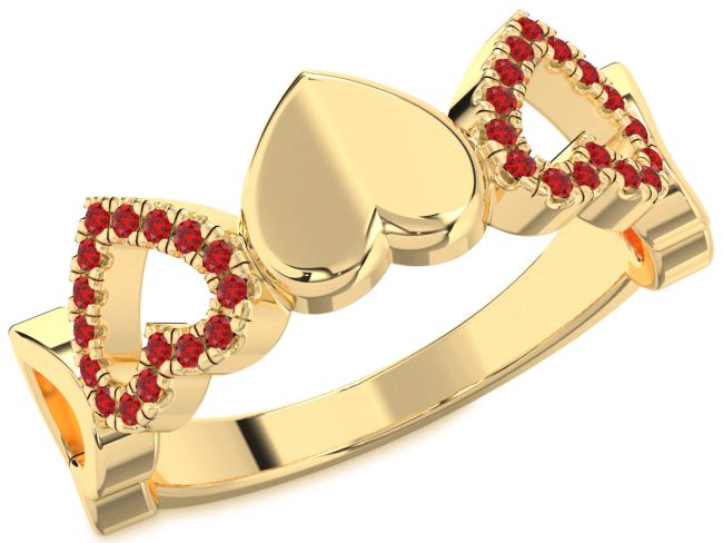 Ruby Gold Silver Heart Ring
