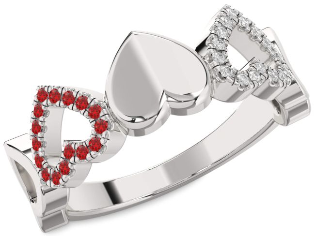 Diamond & Ruby Platinum Heart Promise Ring
