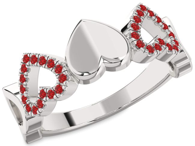 Ruby Silver Heart Ring