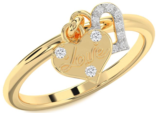 Lab Diamond Gold Heart Lock Ring