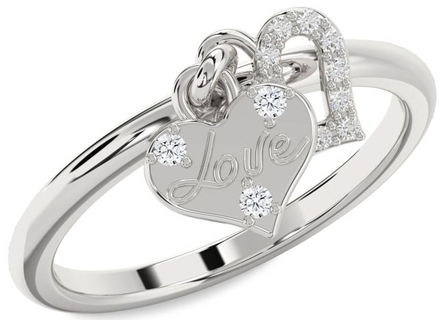 Lab Diamond Silver Heart Lock Ring