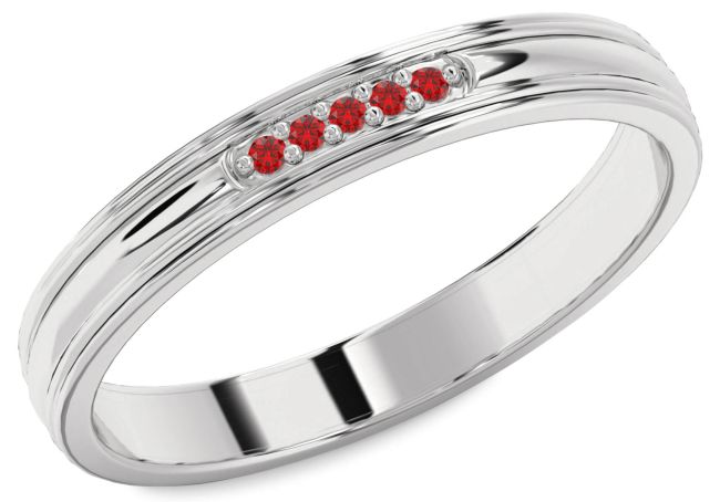 Ruby Platinum Round Wedding Band Ring