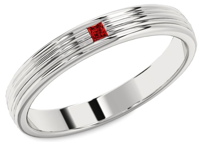 Ruby Platinum Round Wedding Band Ring
