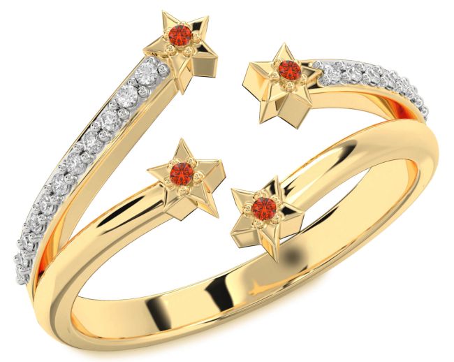 Diamond Fire Opal Gold Silver Star Ring