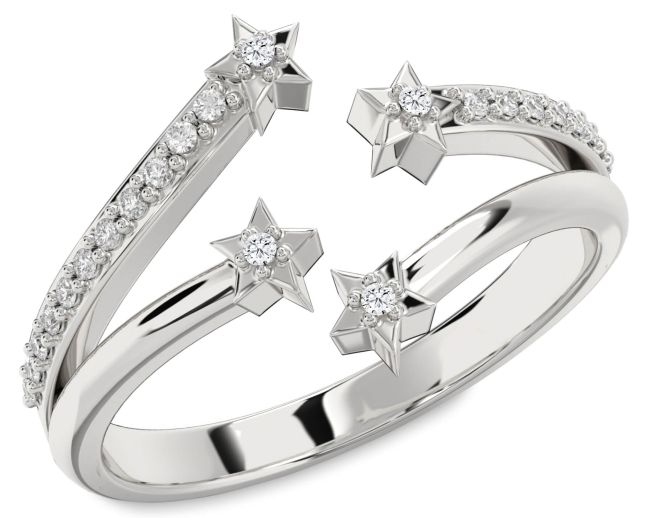 Diamond Platinum Star Ring