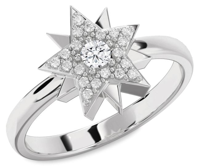 Diamond Platinum Star Ring