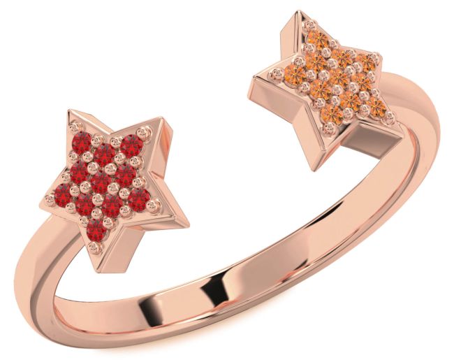 Ruby & Citrine Rose Gold Star Ring