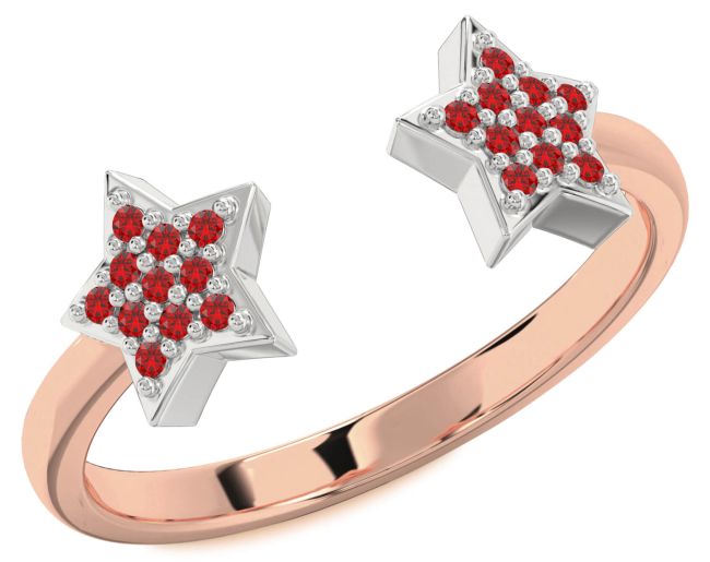 Ruby White Rose Gold Star Ring