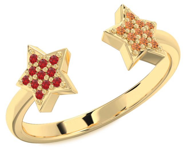 Ruby & Citrine Gold Star Ring