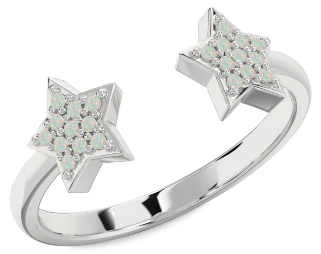 Opal Platinum Star Ring
