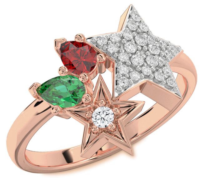 Diamond Rose Gold Star Ring