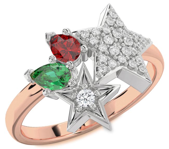 Diamond White Rose Gold Star Ring