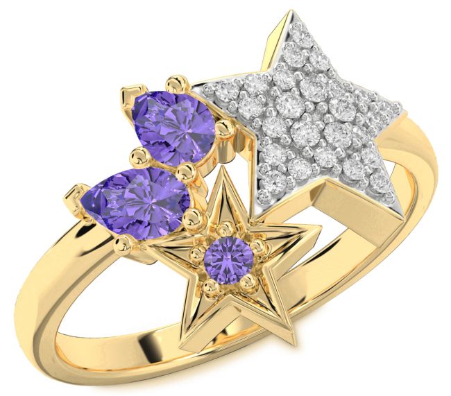 Diamond Alexandrite Gold Star Ring