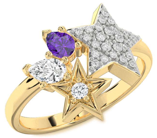 Diamond Gold Star Ring