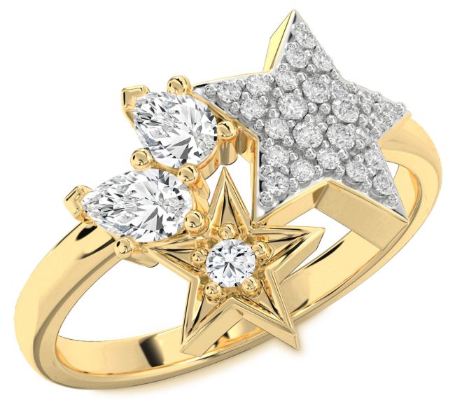 Diamond Gold Star Ring