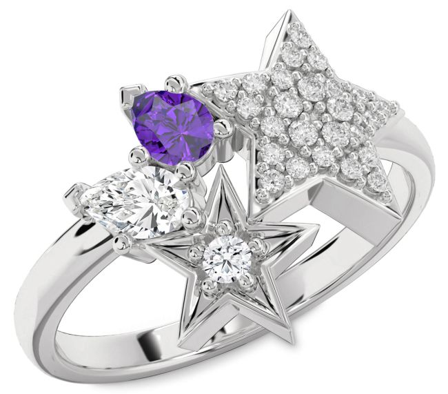 Diamond Silver Star Ring