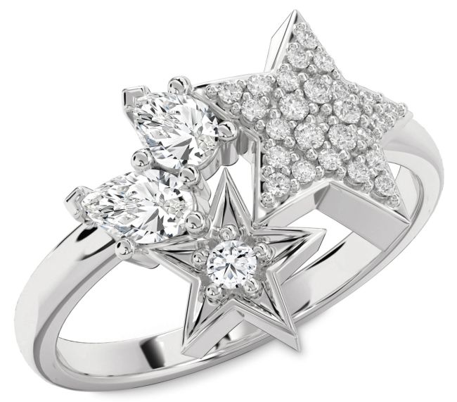 Diamond White Gold Star Ring